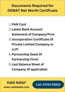 Document Required for DEMAT and Investment Purpose NETWORTH