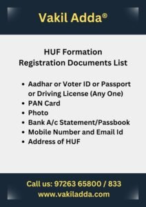 Documents Required for HUF Registration