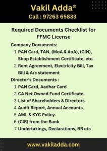 Documents Required for RBI FFMC License