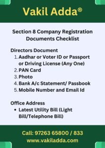 Documents Required for Section 8 Company Registration