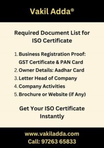 ISO Certificate Document Requirement