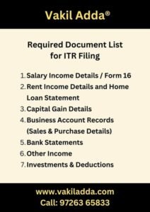 ITR Filing Documents Checklist