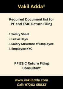 PF and ESIC Return Filing Doc's Checklist