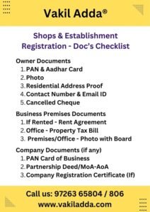 Shops & Establishment Registration Document Checklist