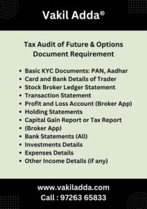 Tax Audit of Future and Options (FO) - Document Check List