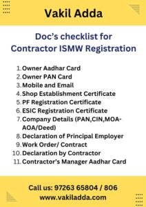 Document Checklist for Contractor in ISMW Registration